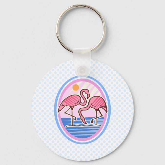 Flamingo Twins Key Ring (Front)