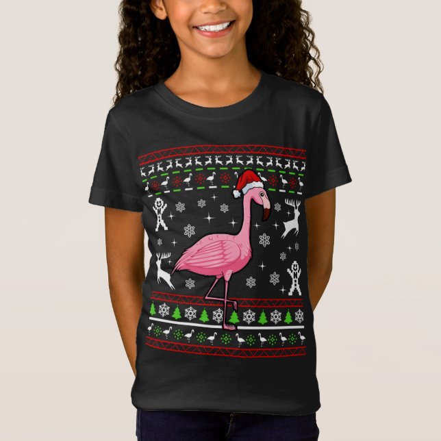 Flamingo Ugly Christmas Pajama Cute Bird Animal X- T-Shirt (Front)