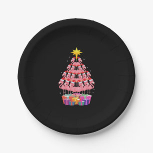 Flamingo Ugly Christmas Tree Funny Gift Paper Plate