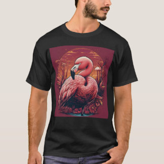 Flamingo Under a Sunset Glow   T-Shirt