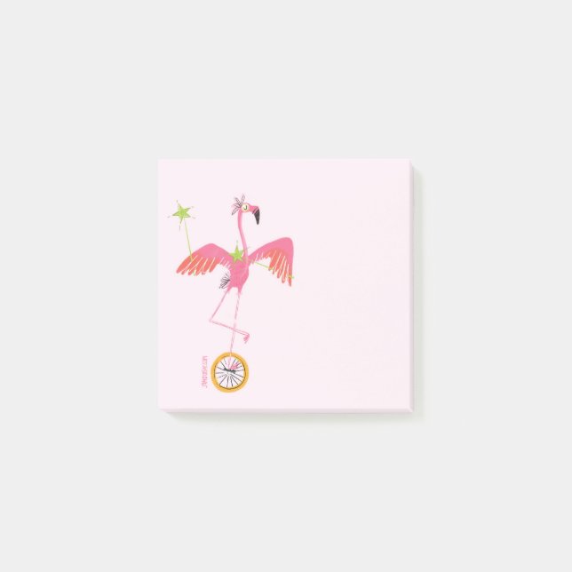 Flamingo Unicycle Post-It Note (Front)