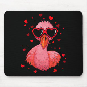 Flamingo Valentine Sungles Heart Cute Lovers  Mouse Pad