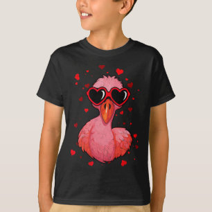 Flamingo Valentine Sungles Heart Cute Lovers T-Shirt