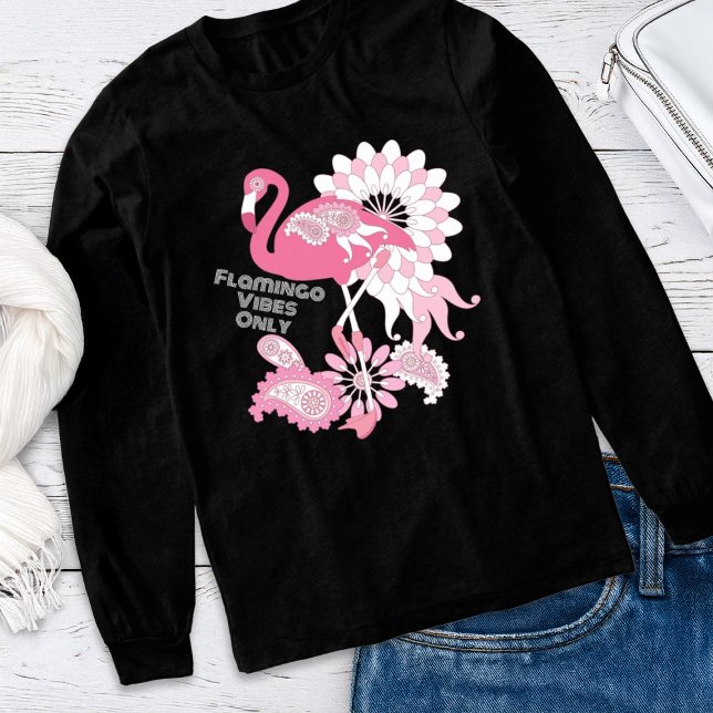 Flamingo Vibes Only - Paisley Pink Flamingo Tri-Blend Shirt (Creator Uploaded)