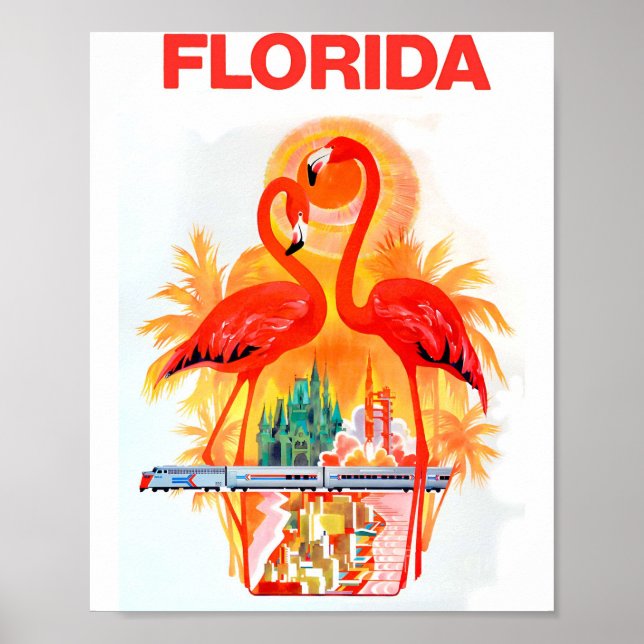 Flamingo Vintage Florida Travel Poster (Front)