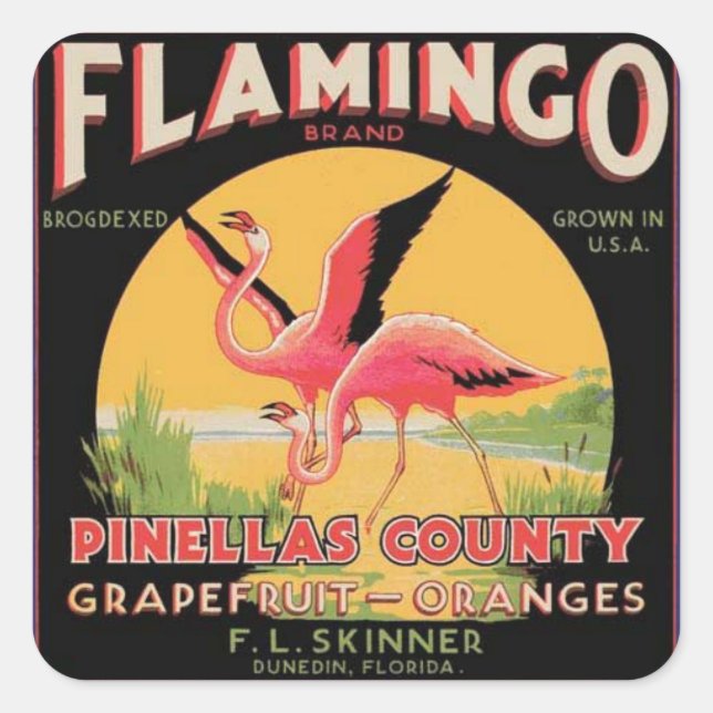 Flamingo Vintage Fruit Crate Label Sticker (Front)