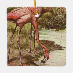 Flamingo Vintage Illustration Ornament