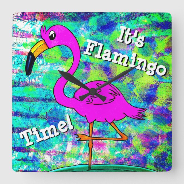 Flamingo Wall Clock It's Flamingo Time! (Front)