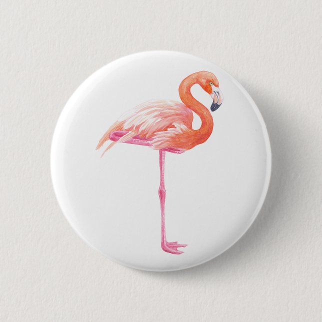 Flamingo watercolor 6 cm round badge (Front)