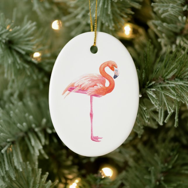 Flamingo watercolor ceramic tree decoration (Tree)