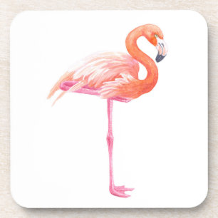 Flamingo watercolor coaster