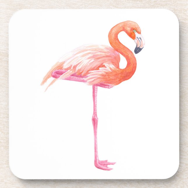 Flamingo watercolor coaster (Front)