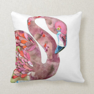 Flamingo watercolor cutting art pillow