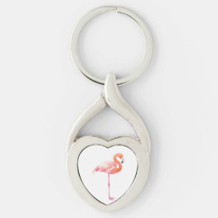 Flamingo watercolor key ring