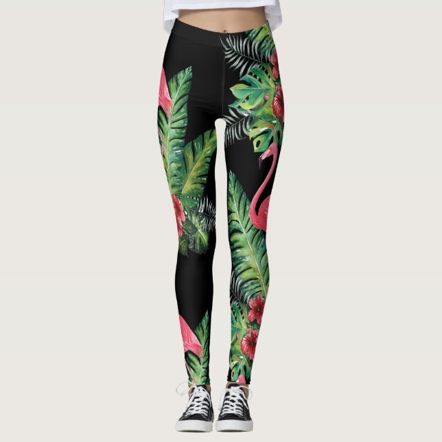 Flamingo Watercolor Leggings (Front)