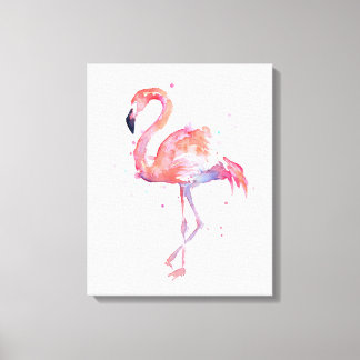 Flamingo Watercolor Painting Canvas Art Print