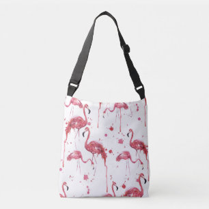 Flamingo watercolor pattern, vibrant design. crossbody bag