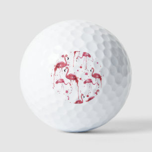 Flamingo watercolor pattern, vibrant design. golf balls