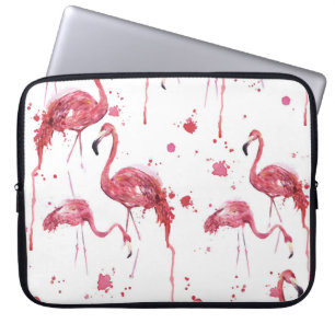 Flamingo watercolor pattern, vibrant design. laptop sleeve