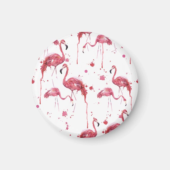 Flamingo watercolor pattern, vibrant design. magnet (Front)