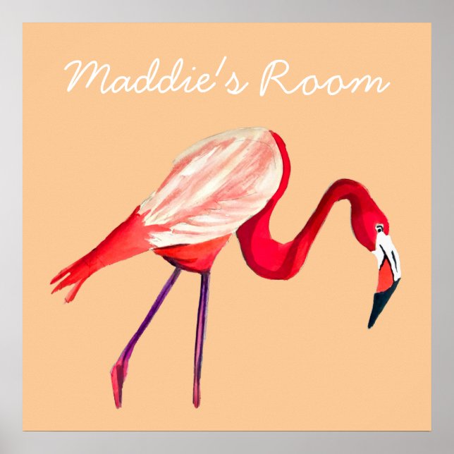 Flamingo watercolor pretty art poster (Front)