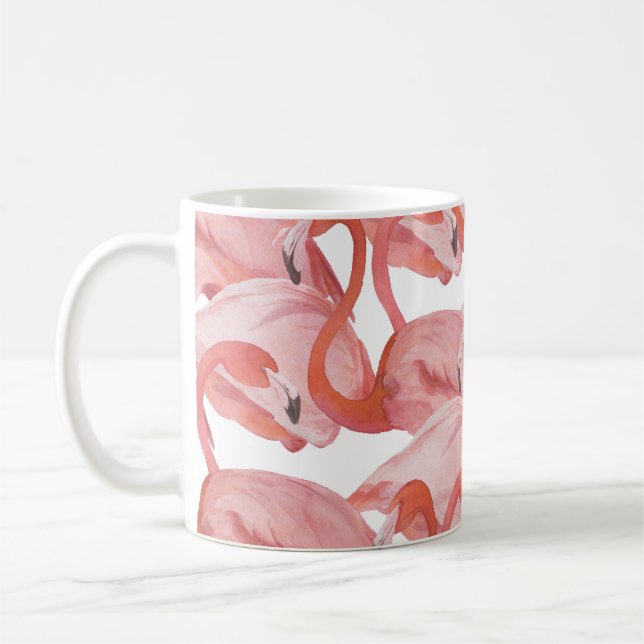 Flamingo Watercolor: Seamless Pattern Coffee Mug (Left)