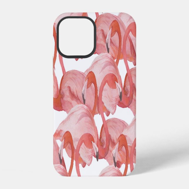 Flamingo Watercolor: Seamless Pattern iPhone Case (Back)