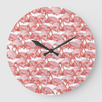 Flamingo Watercolor: Seamless Small Pattern Large Clock