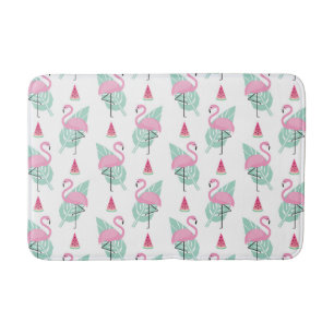 Flamingo & Watermelon Pastel Pattern Bath Mat