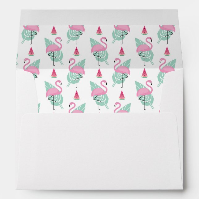 Flamingo & Watermelon Pastel Pattern Envelopes (Back (Bottom))