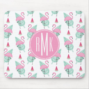 Flamingo & Watermelon Pastel Pattern Mouse Pad
