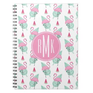 Flamingo & Watermelon Pastel Pattern Notebook