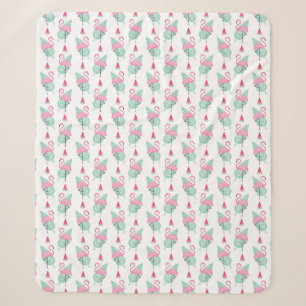 Flamingo & Watermelon Pastel Pattern Sherpa Blanket
