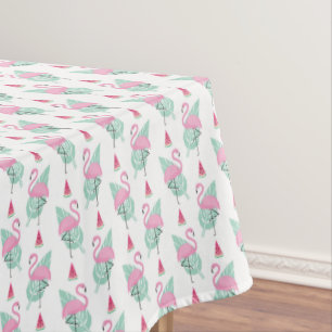 Flamingo & Watermelon Pastel Pattern Tablecloth