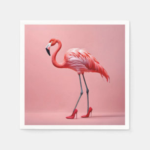 Flamingo Wearing Red High Heels Napkin