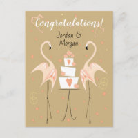 Flamingo Wedding Congratulations Names peach