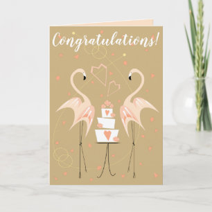 Flamingo Wedding Congratulations peach inside Card