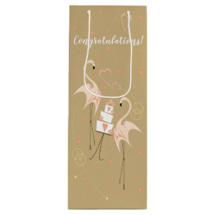 Flamingo Wedding Congratulations Wine Gift Bag