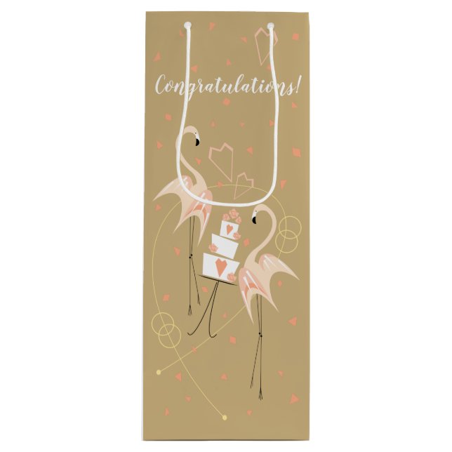 Flamingo Wedding Congratulations Wine Gift Bag (Front)