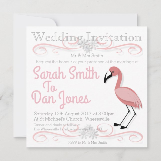 Flamingo Wedding Invitation (Customizable) (Front)