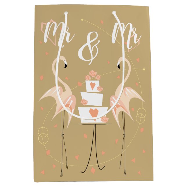 Flamingo Wedding Mr & Mr Medium Gift Bag (Front)