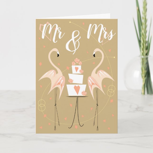 Flamingo Wedding Mr & Mrs Card (Front)