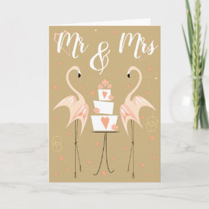 Flamingo Wedding Mr & Mrs Card