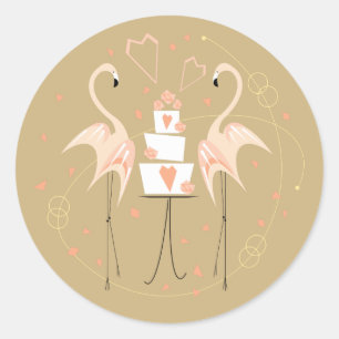 Flamingo Wedding sticker round