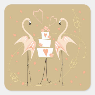 Flamingo Wedding sticker square