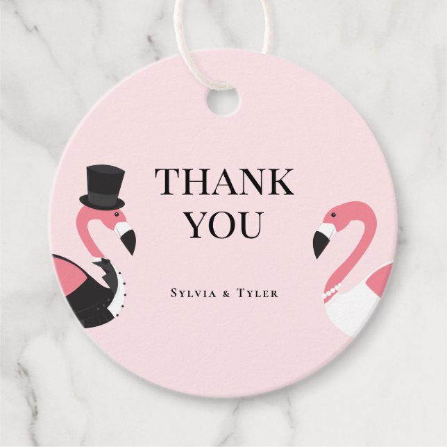 Flamingo Wedding Thank You Favour Tags (Front)