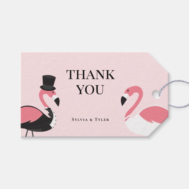 Flamingo Wedding Thank You Gift Tags (Front (Horizontal))