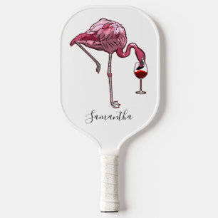 Flamingo Wine Drinking Bird Custom Pickleball Paddle
