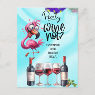 Flamingo Wine lover Birthday Party  Postcard