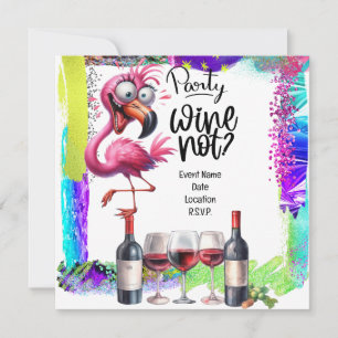 Flamingo Wine lover Birthday Party Save The Date